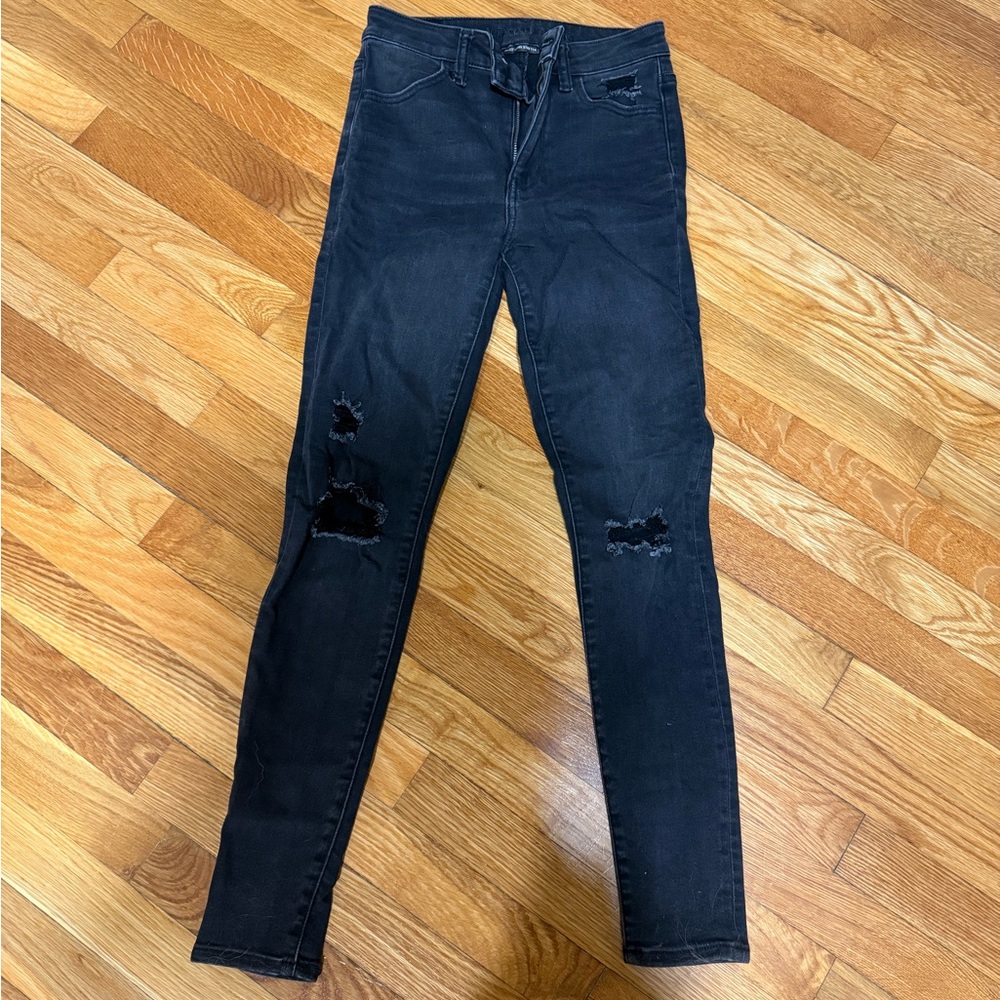 American Eagle Black Distressed Women Jeans